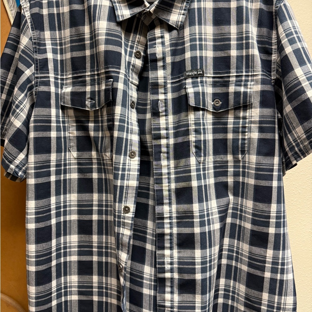 Men's Black and White Plaid Shirt
